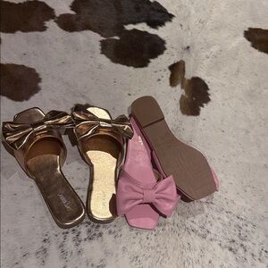 Cape Robbin Pink and Gold Bow Sandals